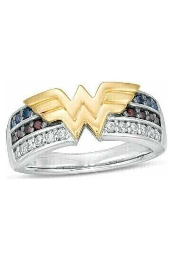 Wonder Woman 1CT Simulated Multi Color Wedding Ring 14K Multi Gold Plated