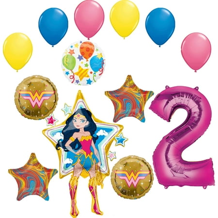 Wonder Woman 2nd Birthday Party Supplies Balloon Bouquet Decorations