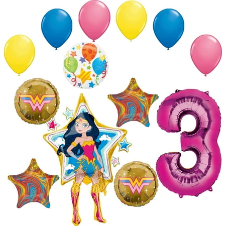 Wonder Woman 3rd Birthday Party Supplies Balloon Bouquet Decorations