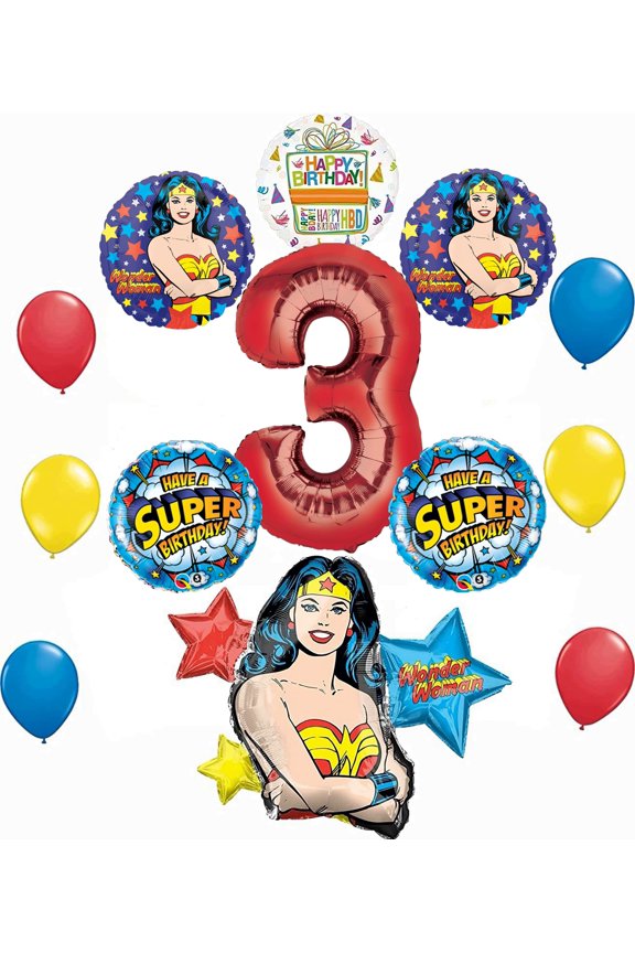Wonder Woman 3rd Birthday Party Supplies and Balloon Decorations