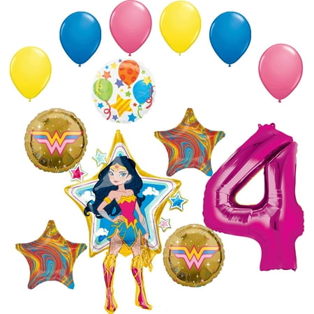Wonder Woman 4th Birthday Party Supplies Balloon Bouquet Decorations