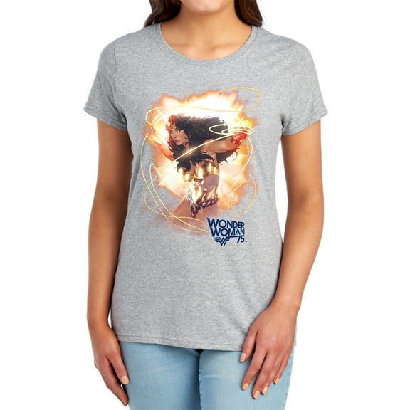 Wonder Woman 75Th Burst Women's T Shirt, Athletic Heather, Large