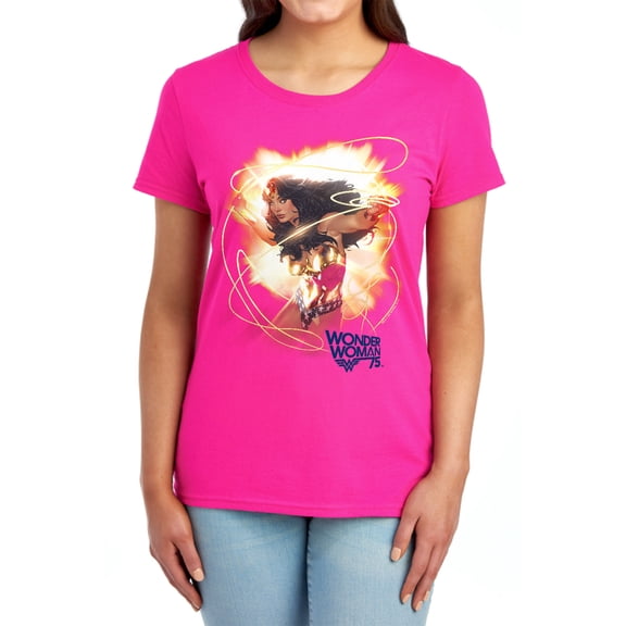 Wonder Woman 75Th Burst Women's T Shirt, Hot Pink, Small