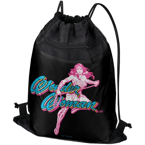 Wonder Woman 80Th Cmyk Drawstring Backpack Sports Bag Sackpack 17" x 13", Perfect for Gym, Yoga or Practice