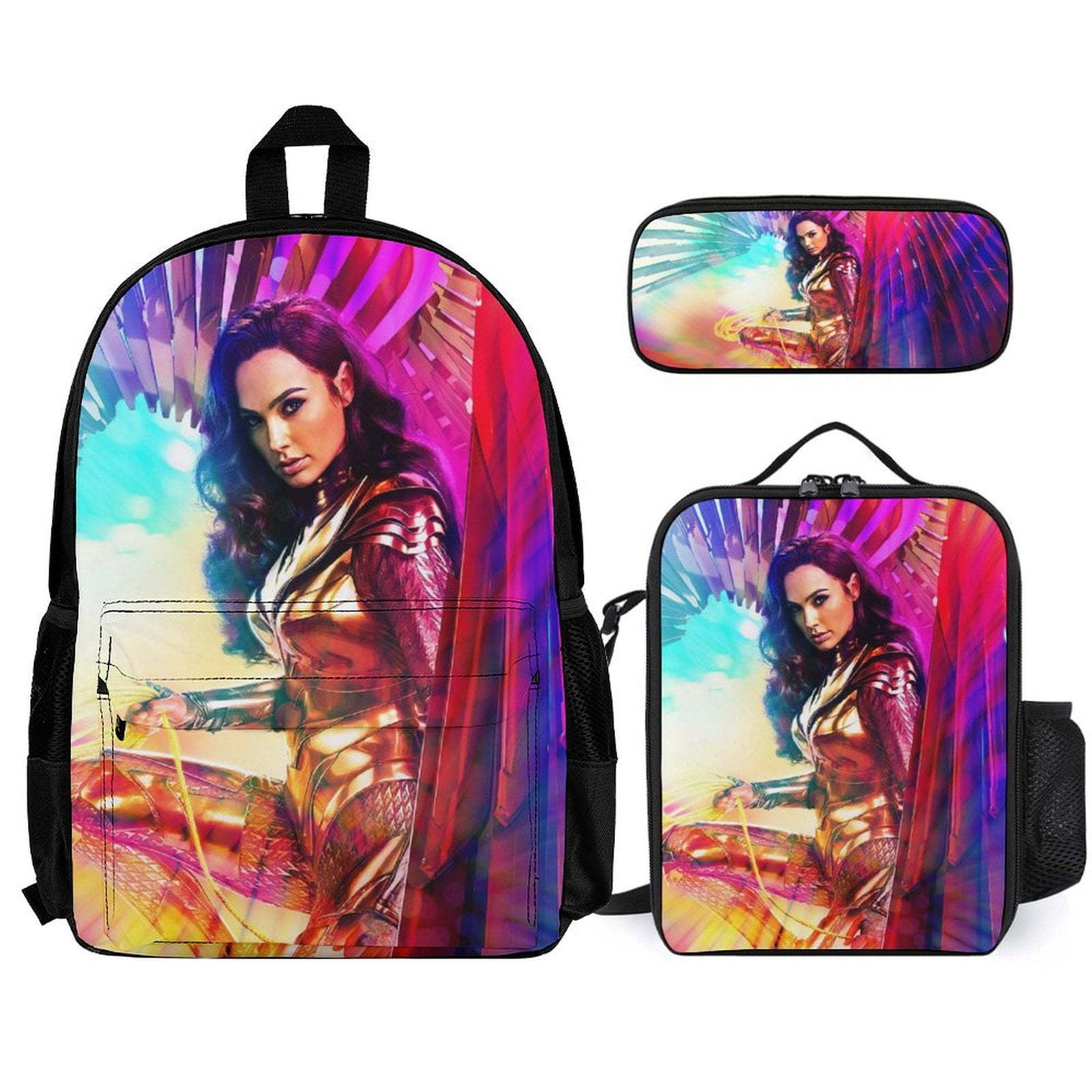 Wonder Woman Backpacks 3 Piece Set Bookbag with Lunch Bag And Pencil ...
