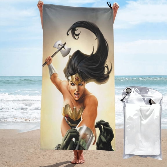 Wonder Woman Beach Towel, Soft Lightweight Quick Dry Absorbent Large Bath Towels, Kids Adults Bath Shower Towel for Travel Swimming Beach Gym Camping Yoga 27.5"x55"