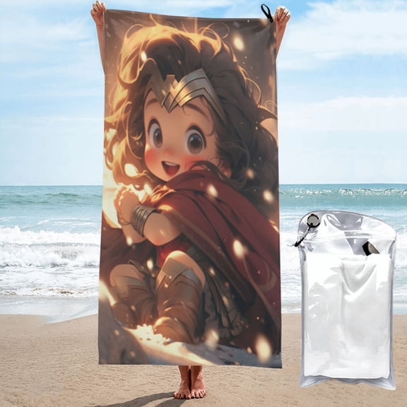 Wonder Woman Beach Towel, Soft Lightweight Quick Dry Absorbent Large Bath Towels, Kids Adults Bath Shower Towel for Travel Swimming Beach Gym Camping Yoga 31.5"x63"