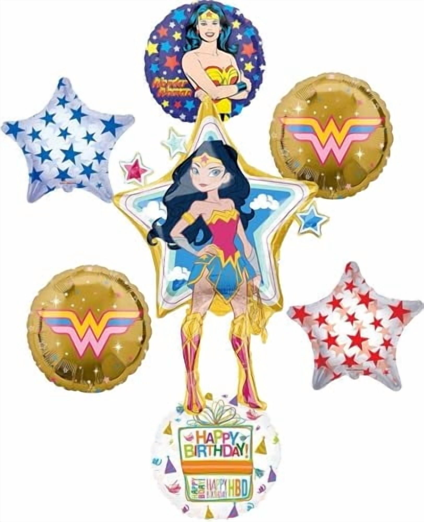Wonder Woman Birthday Party Supplies Superhero Balloon Bouquet Decorations
