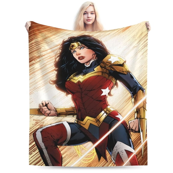 Wonder Woman Blanket Cozy Warm Flannel Throw Blanket for Living Room Bedroom Bed Sofa Car, All Seasons Fleece Blankets Gifts for Kids Teens Adults 40"X30"