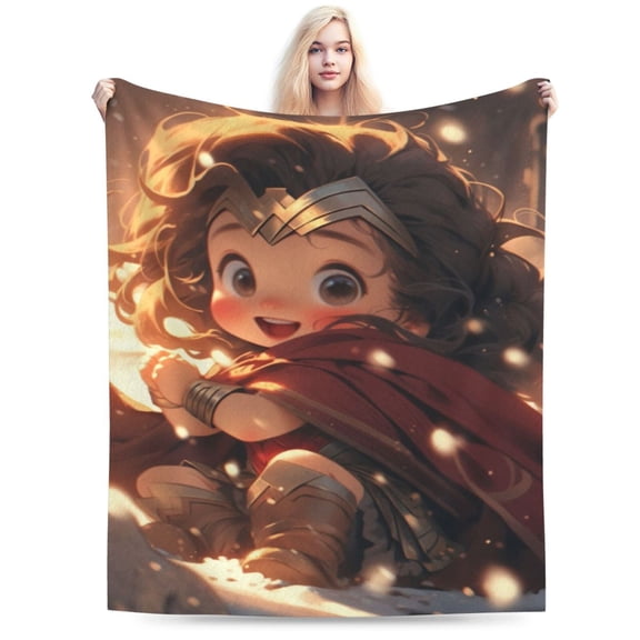 Wonder Woman Blanket Cozy Warm Flannel Throw Blanket for Living Room Bedroom Bed Sofa Car, All Seasons Fleece Blankets Gifts for Kids Teens Adults 40"X30"