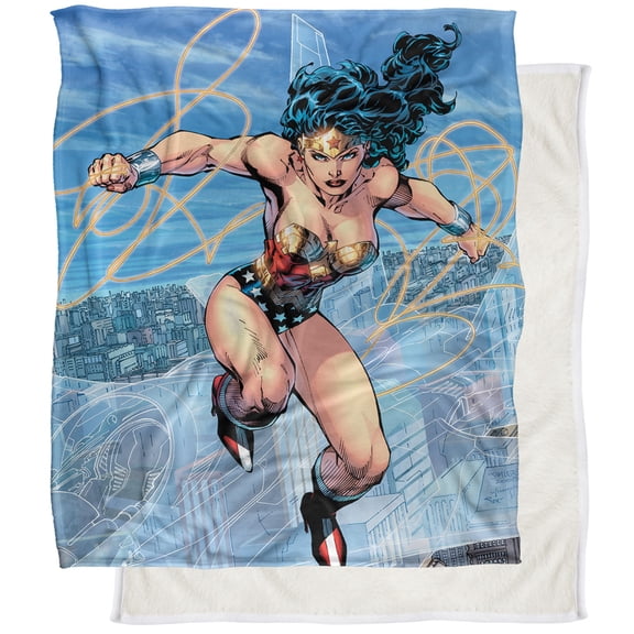Wonder Woman Blue Sky Wonder Woman Silky Touch Sherpa Back Super Soft Throw Blanket
