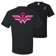 Wonder Woman Breast Cancer Awareness FRONT&BACK Mens T-shirts , Black, Small