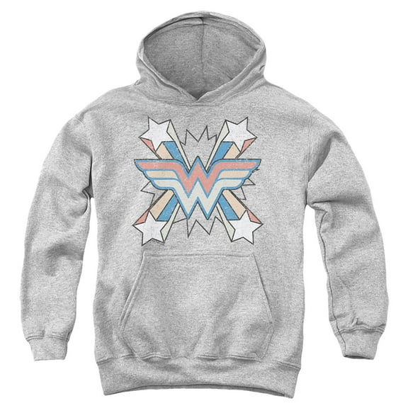 Wonder Woman Burst 1 Kids Pull-Over Hoodie (X-Large) for Youth Boys and Girls, Athletic Heather