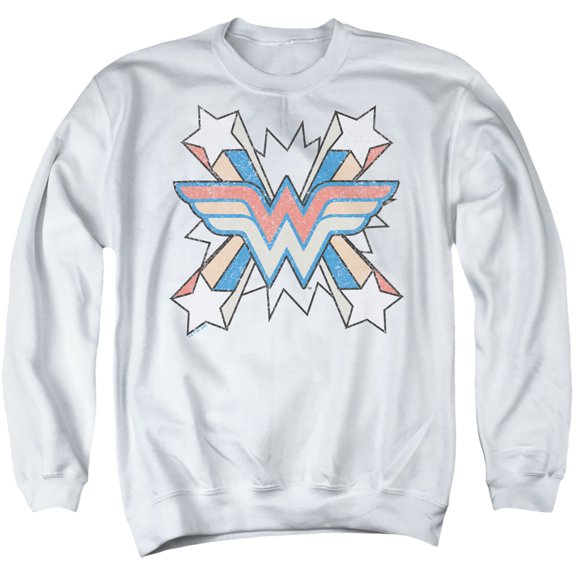 Wonder Woman Burst 2 Unisex Adult Crewneck Sweatshirt,White, 3X-Large