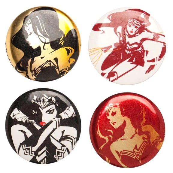 Wonder Woman Button Set of 4 DC Packaged Fan Pins