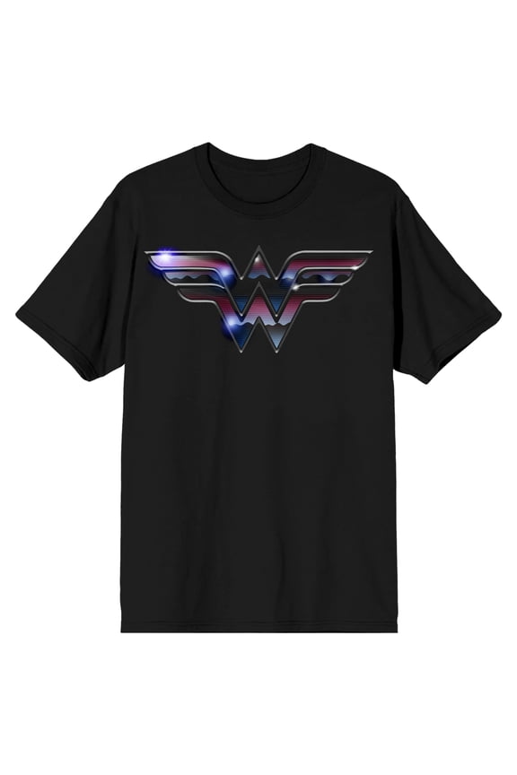 Wonder Woman Chrome Logo Men's Black T-shirt-XXL