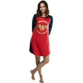 thumbnail image 1 of DC Comics Wonder Woman Gold Foil Circle Logo Women's Long Sleeve Raglan Nightgown Sleepwear Loungewear, 1 of 7