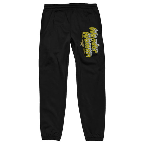 Wonder Woman Classic Comic Title Logo Men's Black Jogger Pants-XXL