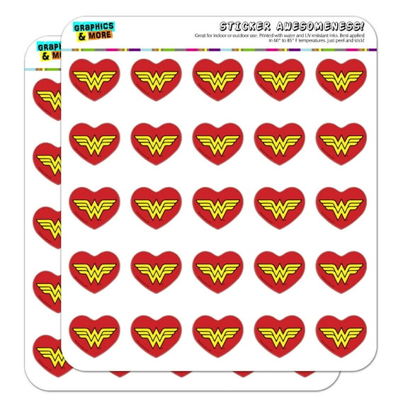 Wonder Woman Classic Logo Heart Shaped Planner Calendar Scrapbook Craft Stickers