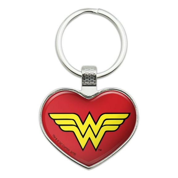 Wonder Woman Classic Logo Keychain Heart Love Metal Key Chain Ring