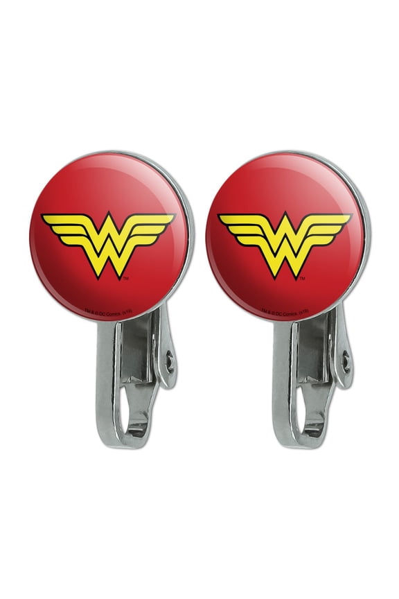 Wonder Woman Classic Logo Novelty Clip-On Stud Earrings