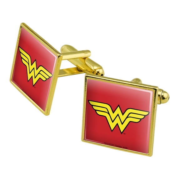 Wonder Woman Classic Logo Square Cufflink Set - Silver or Gold