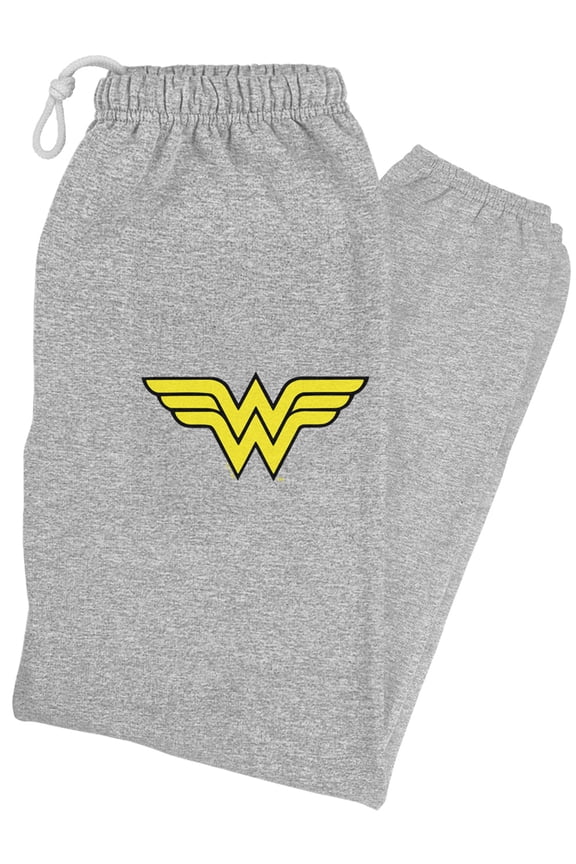 Wonder Woman Classic Logo Unisex Jogger Sweatpants for Men and Women, Athletic Heather, Large