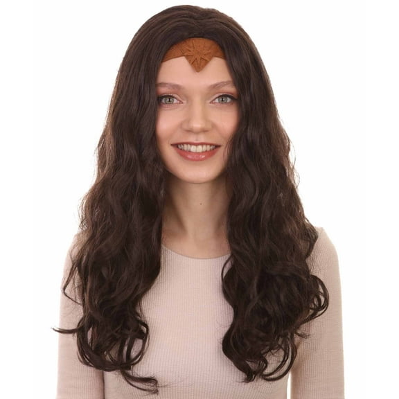 Wonder Woman Curly Long Wig with Crown | Multiple Colors TV/Movie Wigs | Premium Breathable Capless Cap
