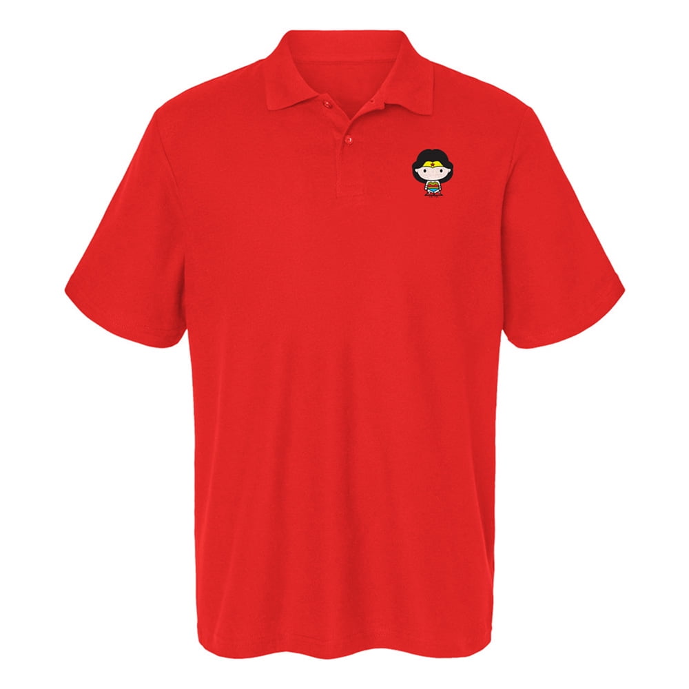 Wonder Woman Cute Chibi Character Cotton Polo Shirt, Red, X-Large ...