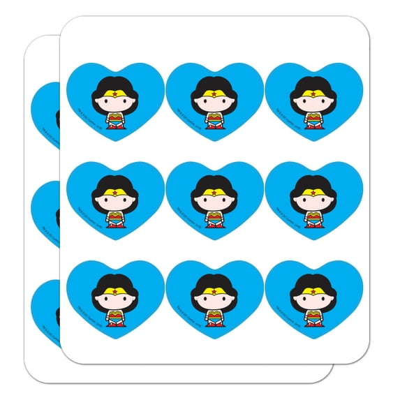 Wonder Woman Cute Chibi Character Heart Shaped Planner Calendar Scrapbook Craft Stickers