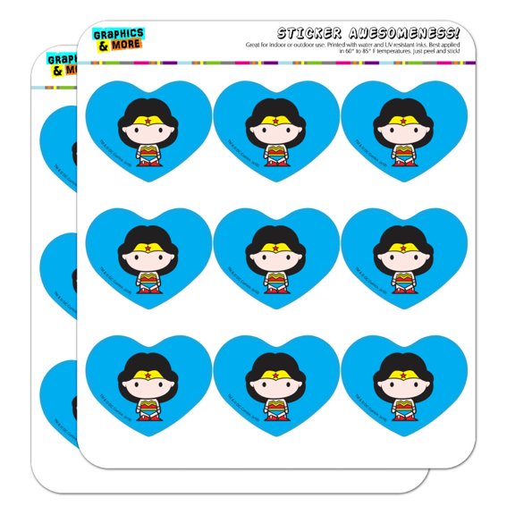 Wonder Woman Cute Chibi Character Heart Shaped Planner Calendar Scrapbook Craft Stickers