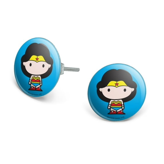 Wonder Woman Cute Chibi Character Novelty Silver Plated Stud Earrings