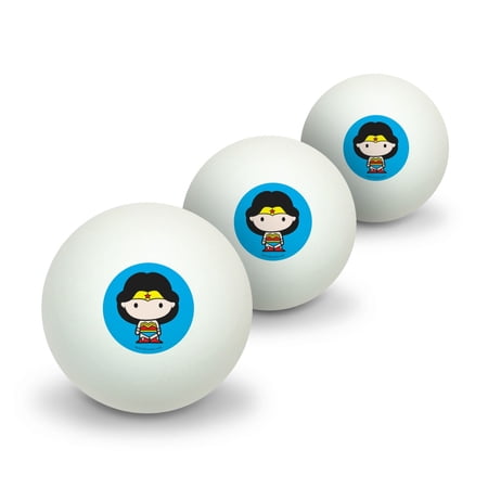 Wonder Woman Cute Chibi Character Novelty Table Tennis Ping Pong Ball 3 Pack