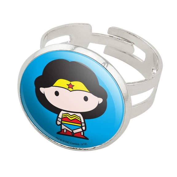 Wonder Woman Cute Chibi Character Silver Plated Adjustable Novelty Ring