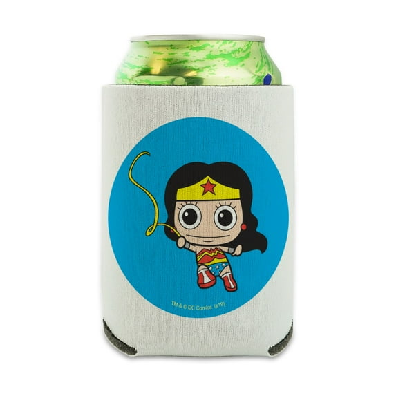 Wonder Woman Cute Chibi Golden Lasso Can Cooler - Drink Sleeve Hugger Collapsible Insulator - Beverage Insulated Holder