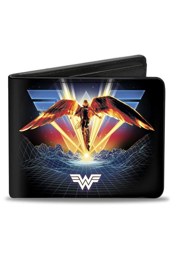DC Comics Wallet, Bifold, Wonder Woman 1984 Golden Armor Pose Logo Topography, Vegan Leather