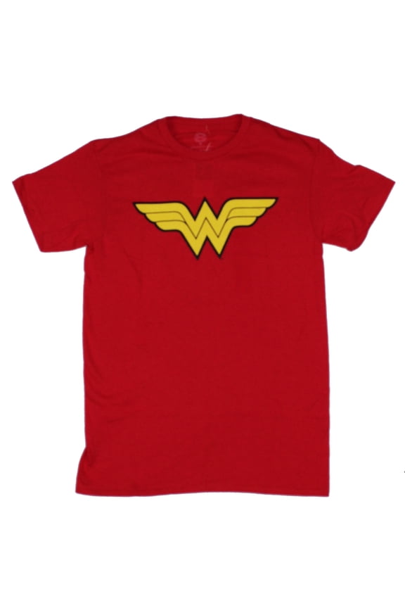 Wonder Woman (DC Comics) Mens T-Shirt - Classic Red and Yellow Logo (X-Large)