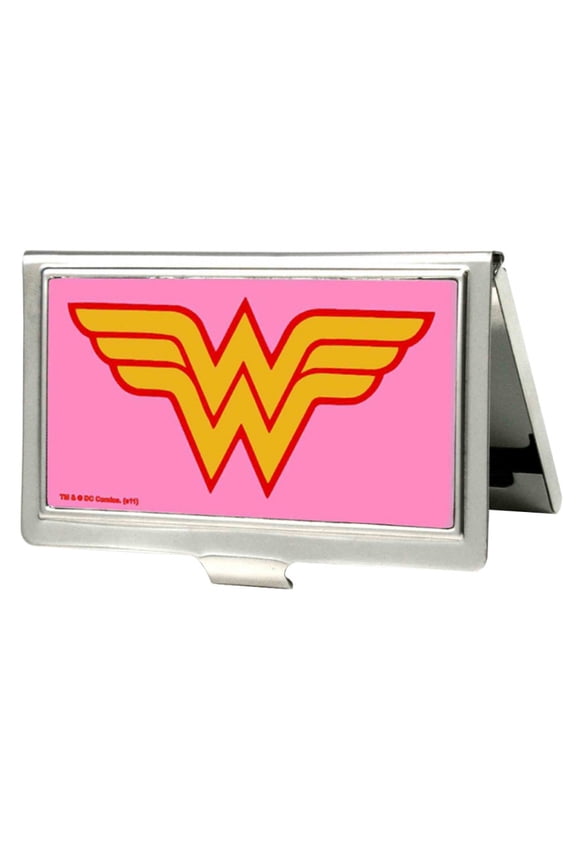 Wonder Woman DC Comics Superhero Pink And Yellow Logo Business Card Holder