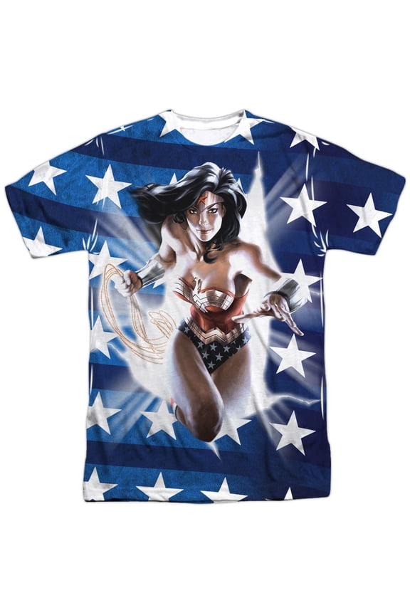 Wonder Woman DC Comics Superhero Ripped Flag Adult Front Print T-Shirt Tee