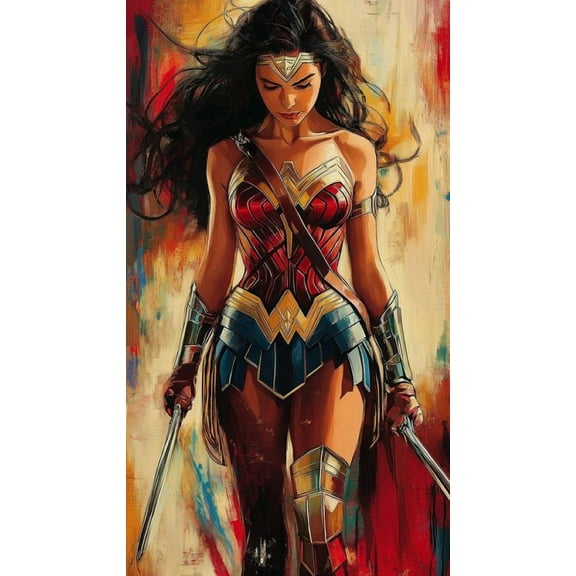 Wonder Woman Diamond Art Painting Kits for Adults - Justice 5D Paint with Diamonds Pictures Gem Art Painting Kits DIY Crafts Diamond Art Project Kits 16x12 Inch