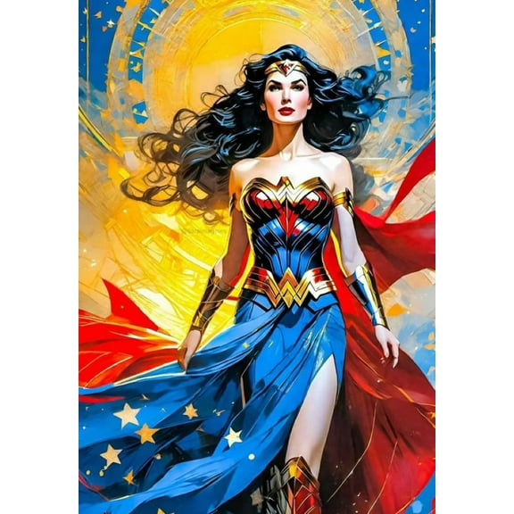 Wonder Woman Diamond Painting Kits for Adults DIY Justice Diamond Art 5D Paint with Diamonds Full Drill Gem Art Cross Stitch Arts Embroidery, Home Wall Decoration 12" X 16"