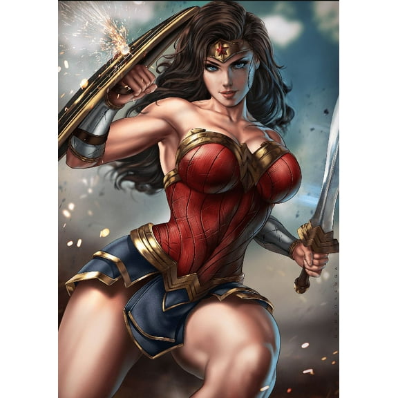 Wonder Woman Diamond Painting Kits for Adults, 5D DIY Diamond Art Kits for Adults Full Drill Gem Painting Kit for Home Wall Decor Gifts 12x16inch