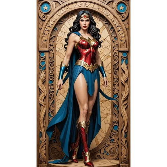 Wonder Woman Diamond Painting Kits for Adults5D DIY Full Drill Round Art Gems Superhero Diamond Art Perfect for Home Wall Deco Diamond Decor 12"x16"
