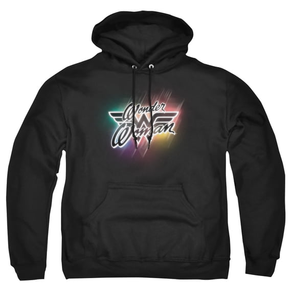 Wonder Woman Disco Lights Adult Pull-Over Hoodie, Black, X-Large
