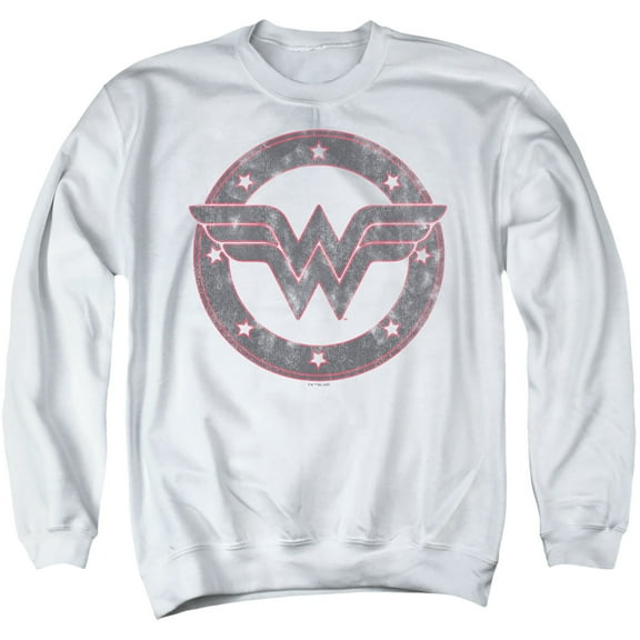 Wonder Woman Emblem 2 Unisex Adult Crewneck Sweatshirt,White, X-Large