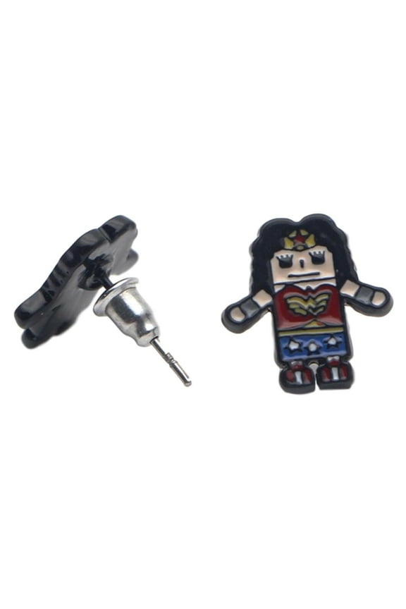 Wonder Woman Enamel Filled Figure Metal Stud Earrings