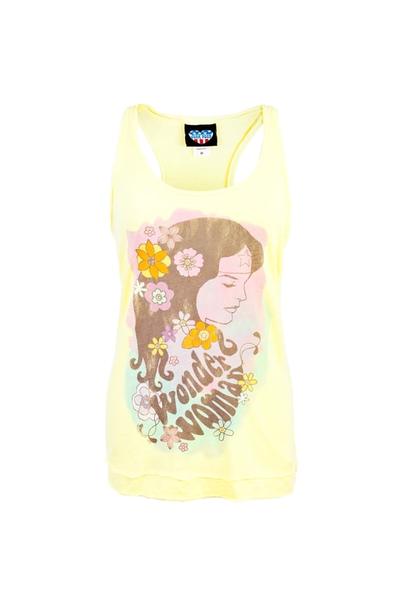 - Flowers Slub Ruffle Juniors Tank Top - Small