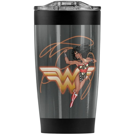 Wonder Woman Glowing Lasso Stainless Steel Tumbler 20 oz Coffee Travel Mug/Cup, Vacuum Insulated & Double Wall with Leakproof Sliding Lid | Great for Hot Drinks and Cold Beverages