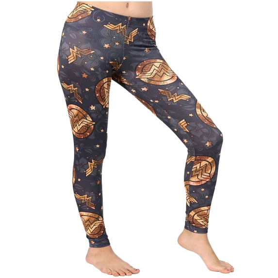 Wonder Woman Gold Symbol Junior Women's Leggings (Small)