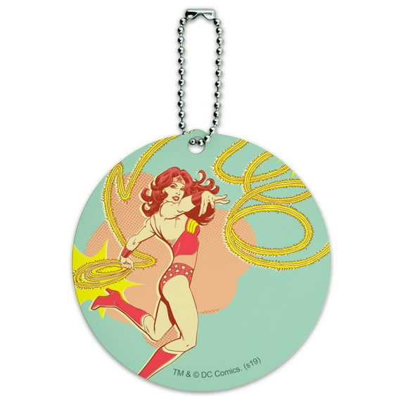 Wonder Woman Golden Lasso Round Luggage ID Tag Card Suitcase Carry-On